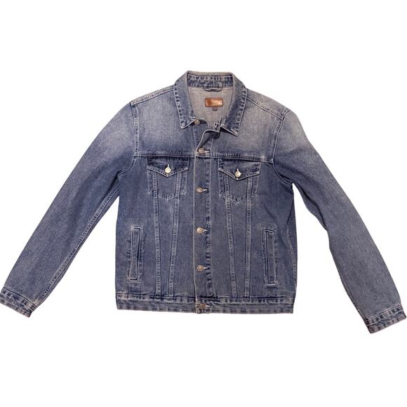 ASOS Mens Denim Jacket Large Classic Trucker Light Wash Casual Streetwear Cotton - Picture 1 of 8